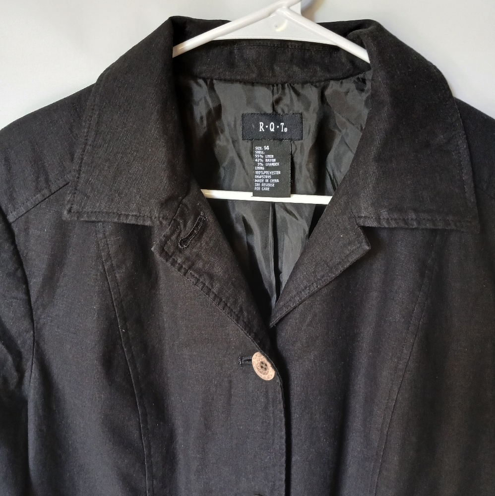 R-Q-T Womens Vintage Blazer Size 14 Color Black - Picture 6 of 8